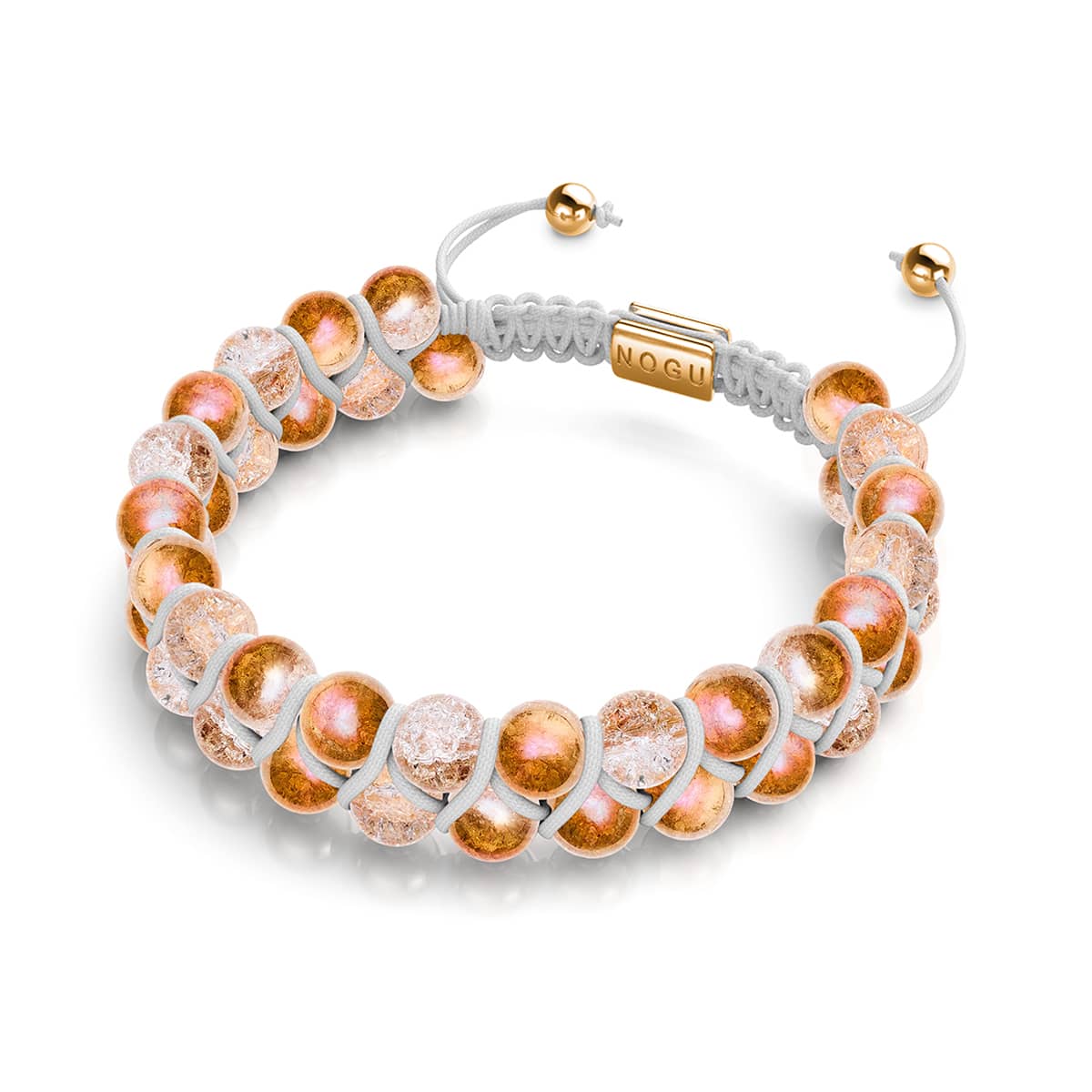 Rose Chrome x Karamell | Glitzerglas-Doppelarmband